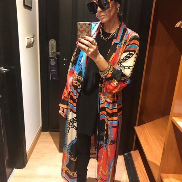 BLOGGERS FAV ZARA MULTICOLOR CHAIN PRINT WRAP DRESS - Picture 7 of 8